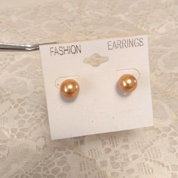 Vintage Women’s Classic Yellow Gold Beads Stud Earrings Timeless VTG Jewelry - Picture 3 of 6